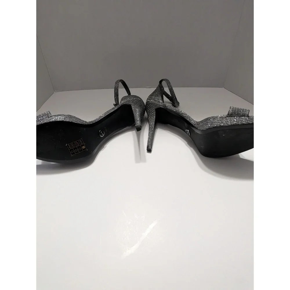 Michael Michael Kors Silver Glitter Platform Ankle Strap Heels Womens 9.5M